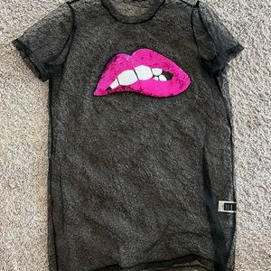 Sheer lips dress